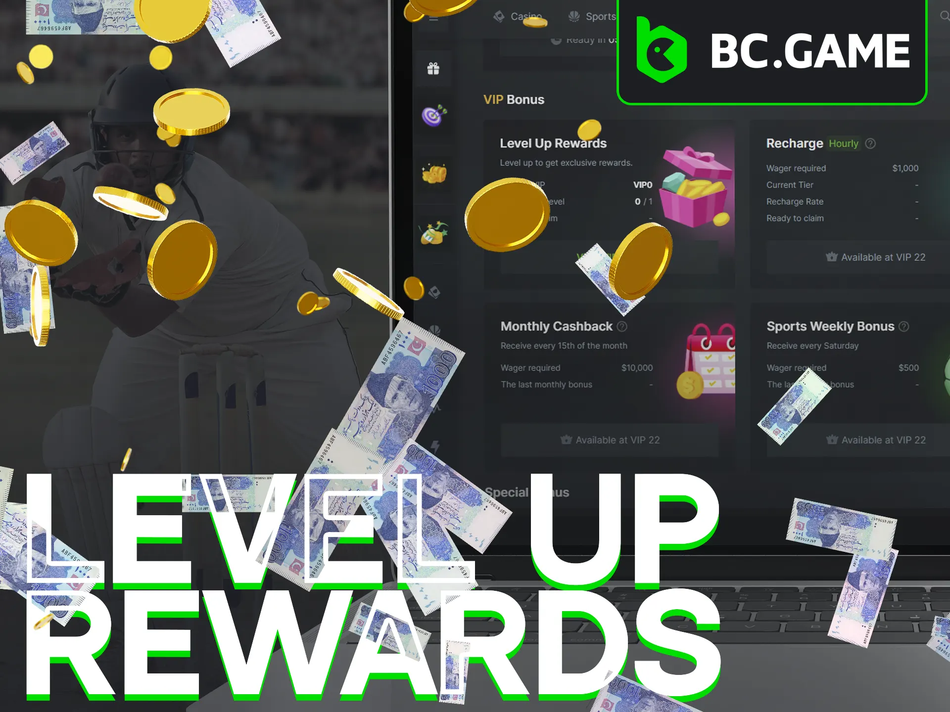 Increase your rewards by climbing the ranks at BC Game.