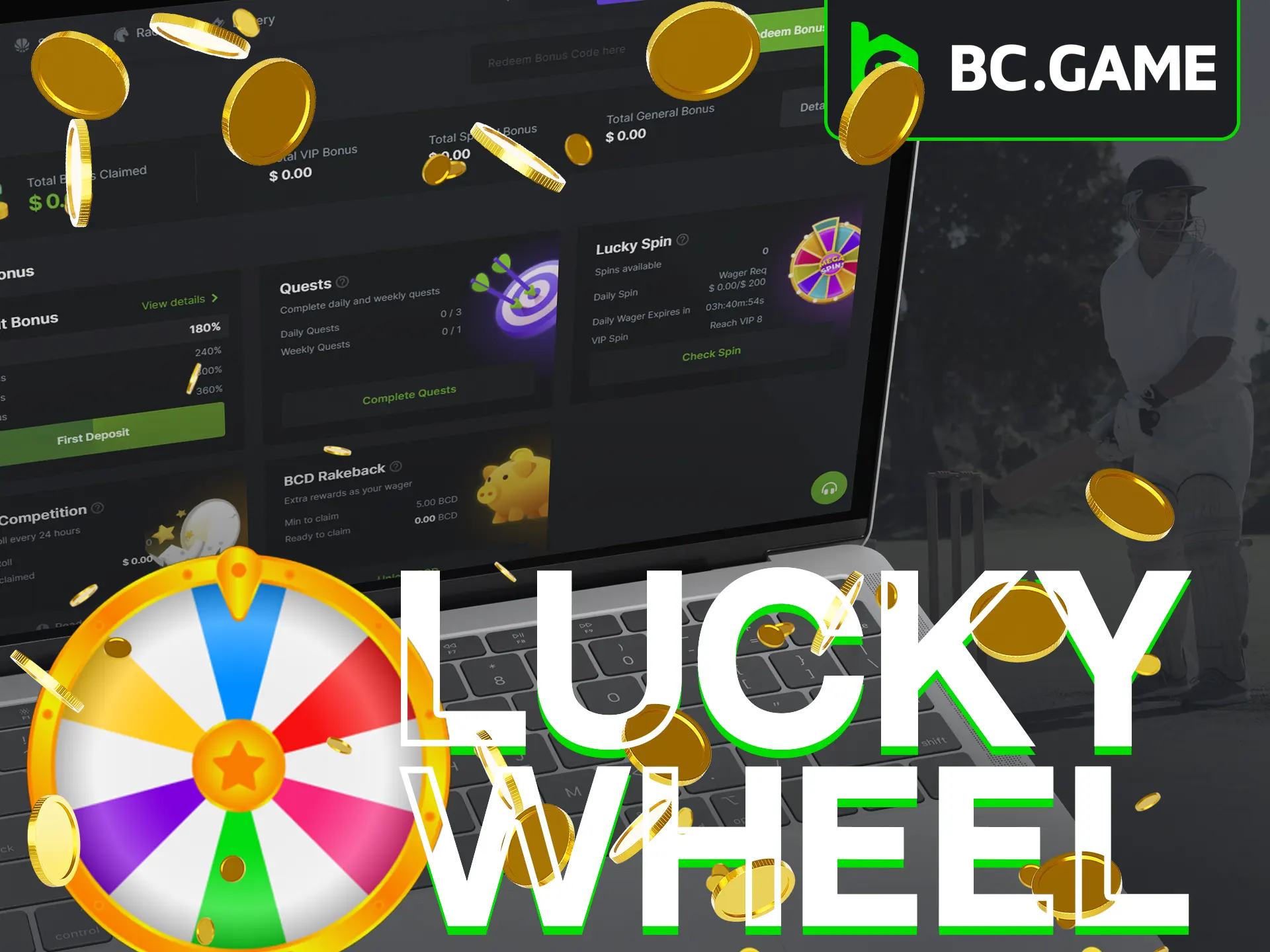 Spin the BC Game Lucky Wheel for a chance at big prizes.