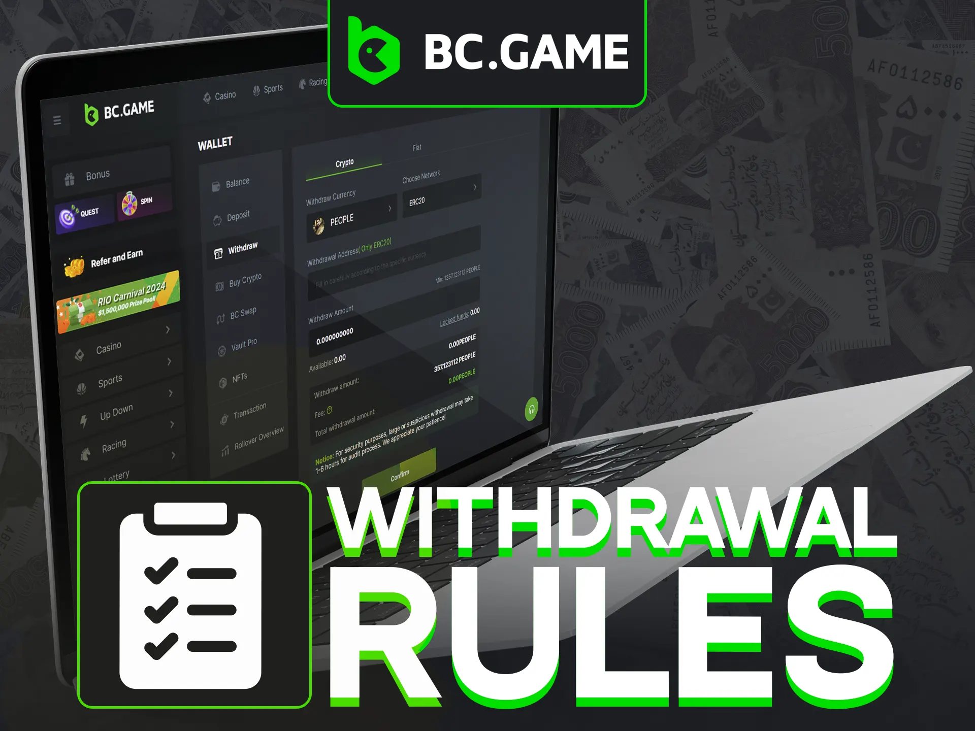 A quick guide to the payout policies at BC Game casino.