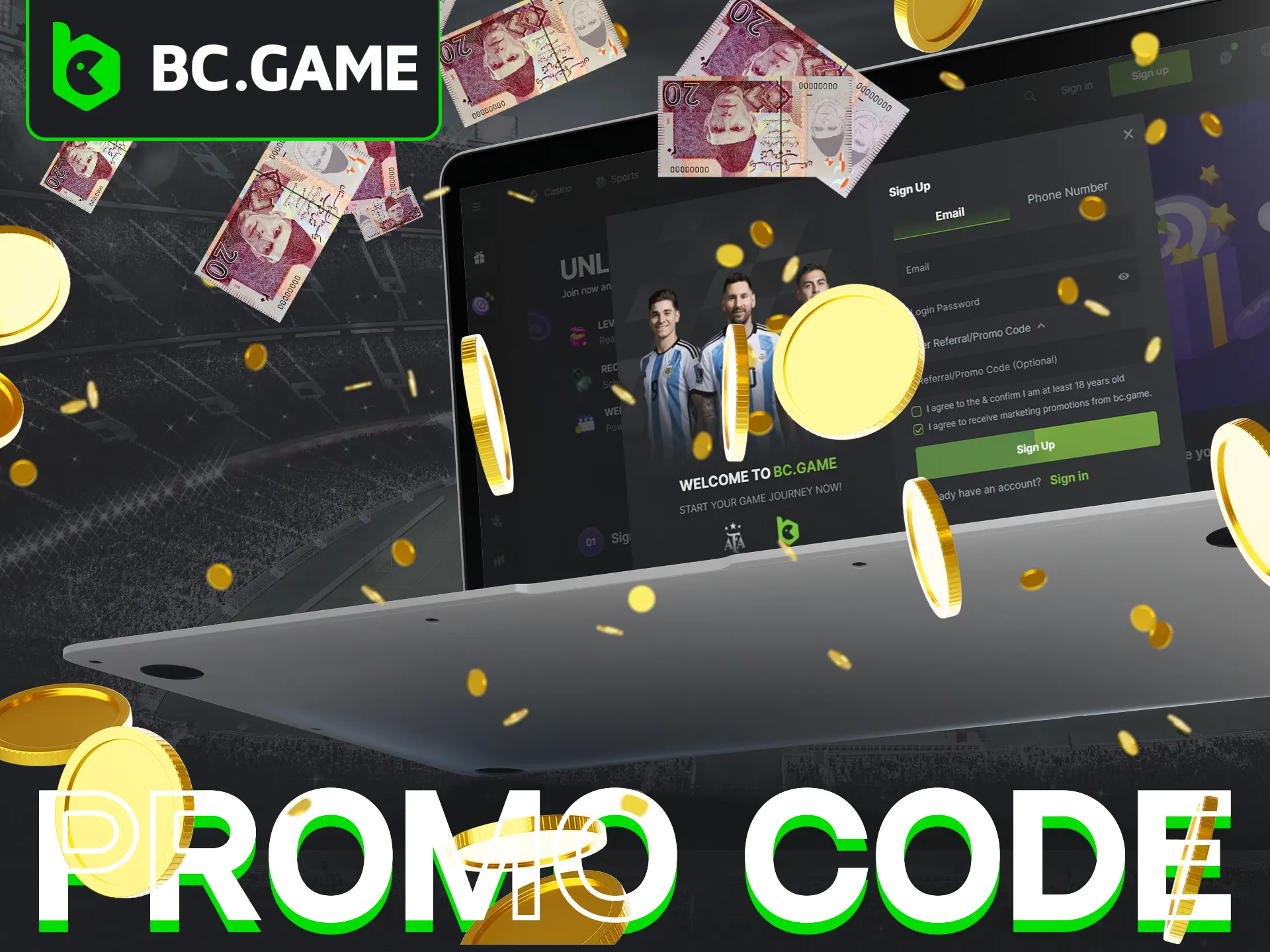 Enter a promo code to unlock premium BC Game bonuses.