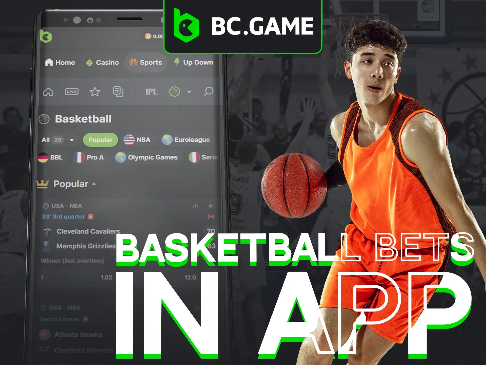 Manage your basketball bets effortlessly using the BC Game mobile app.