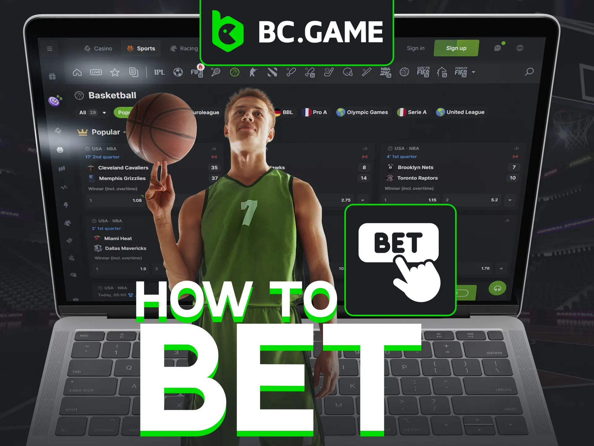 Start betting on basketball at BC Game in just a few easy steps.
