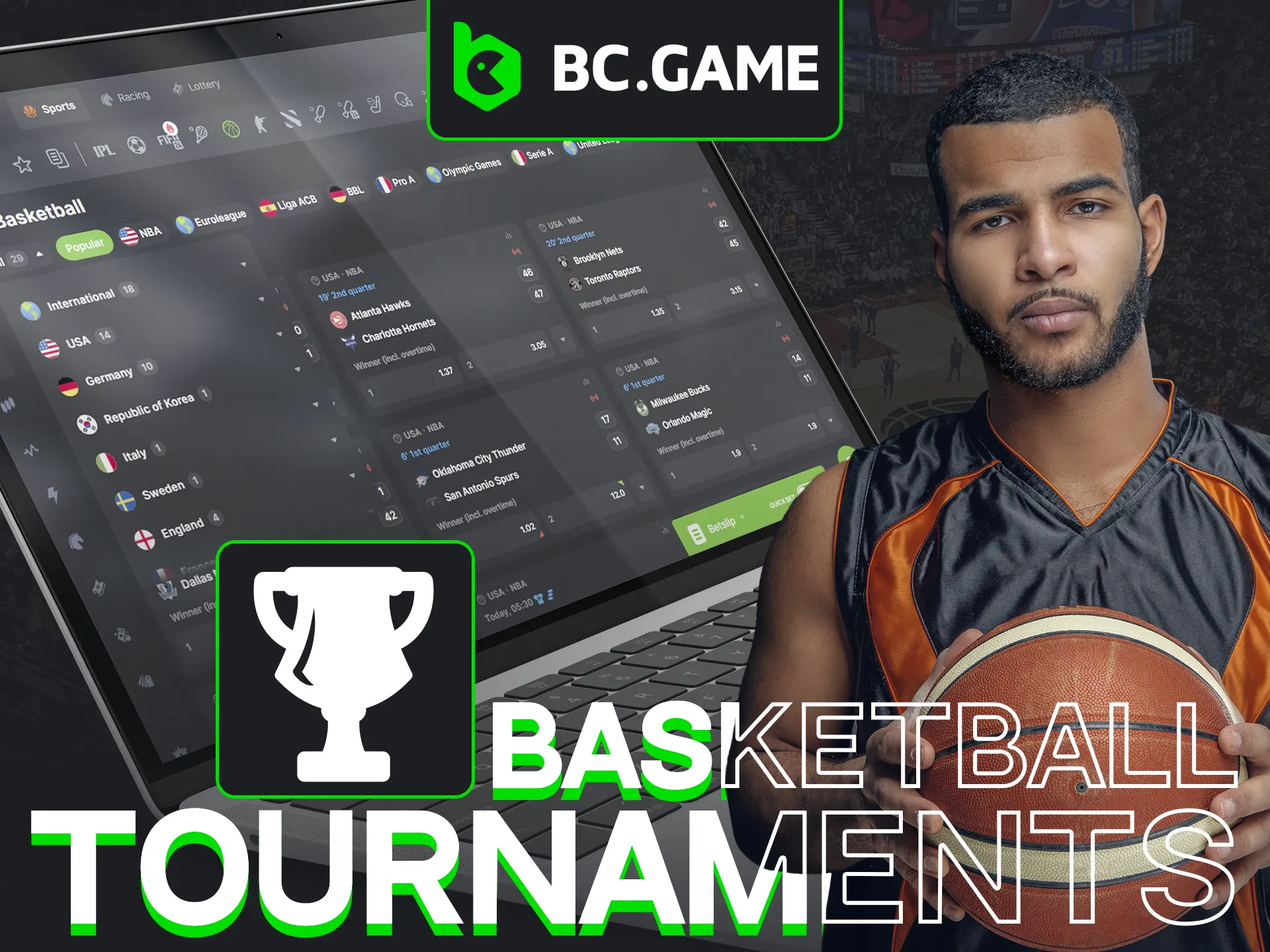 Enjoy non-stop basketball action and bet on any major tournament at BC Game.