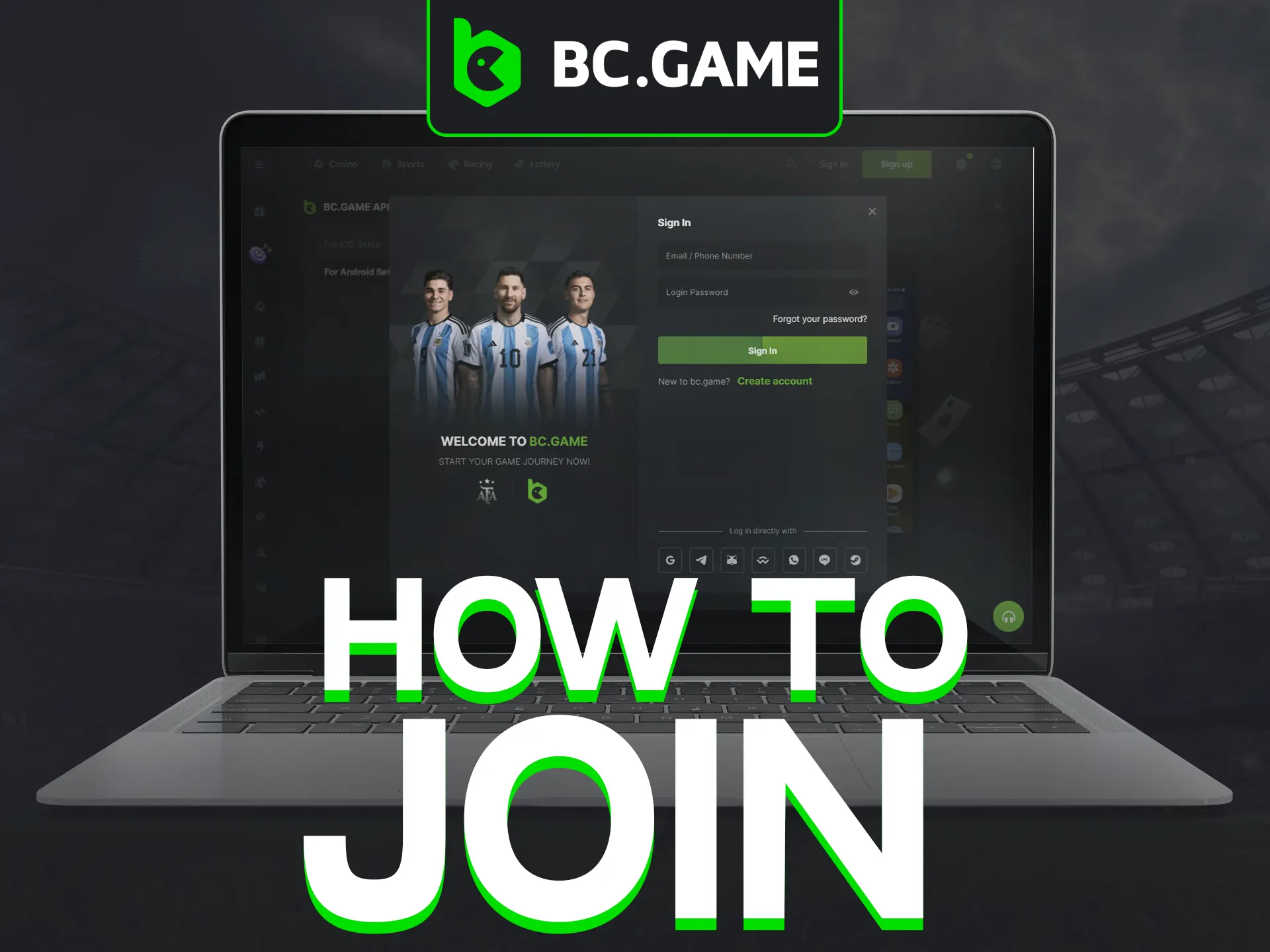 Join the action: Sign up, create your profile, and start gaming with BC Game.
