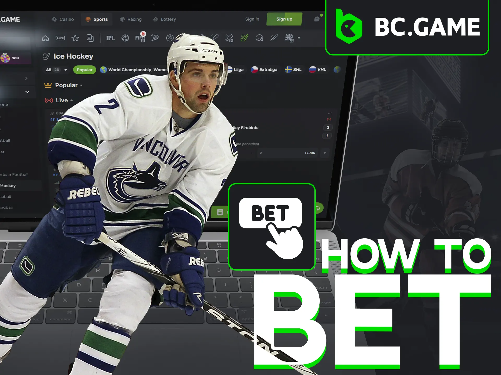 Start your ice hockey betting journey with a few easy steps at BC Game.