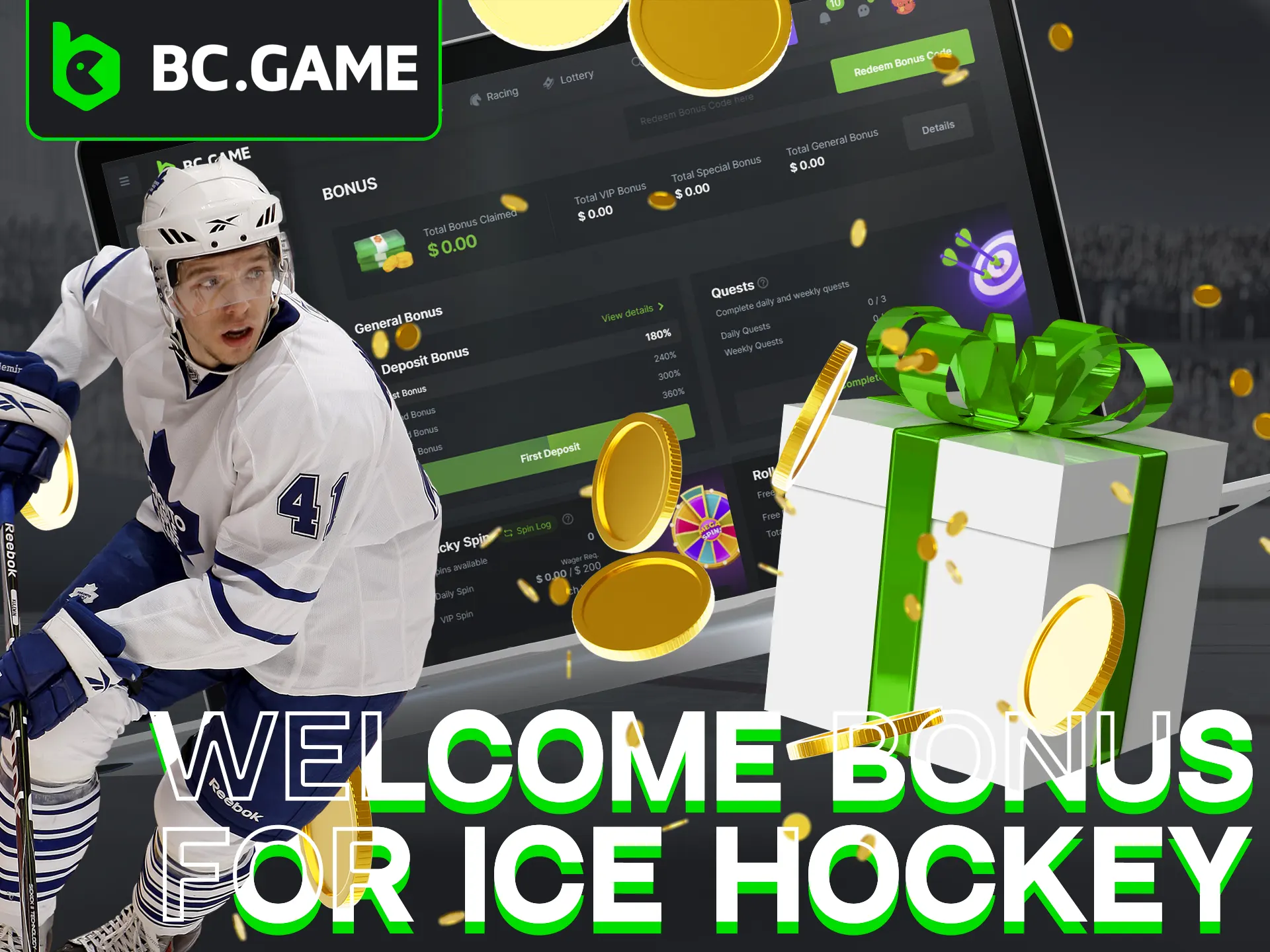 Boost your ice hockey bets with a special welcome bonus at BC Game.