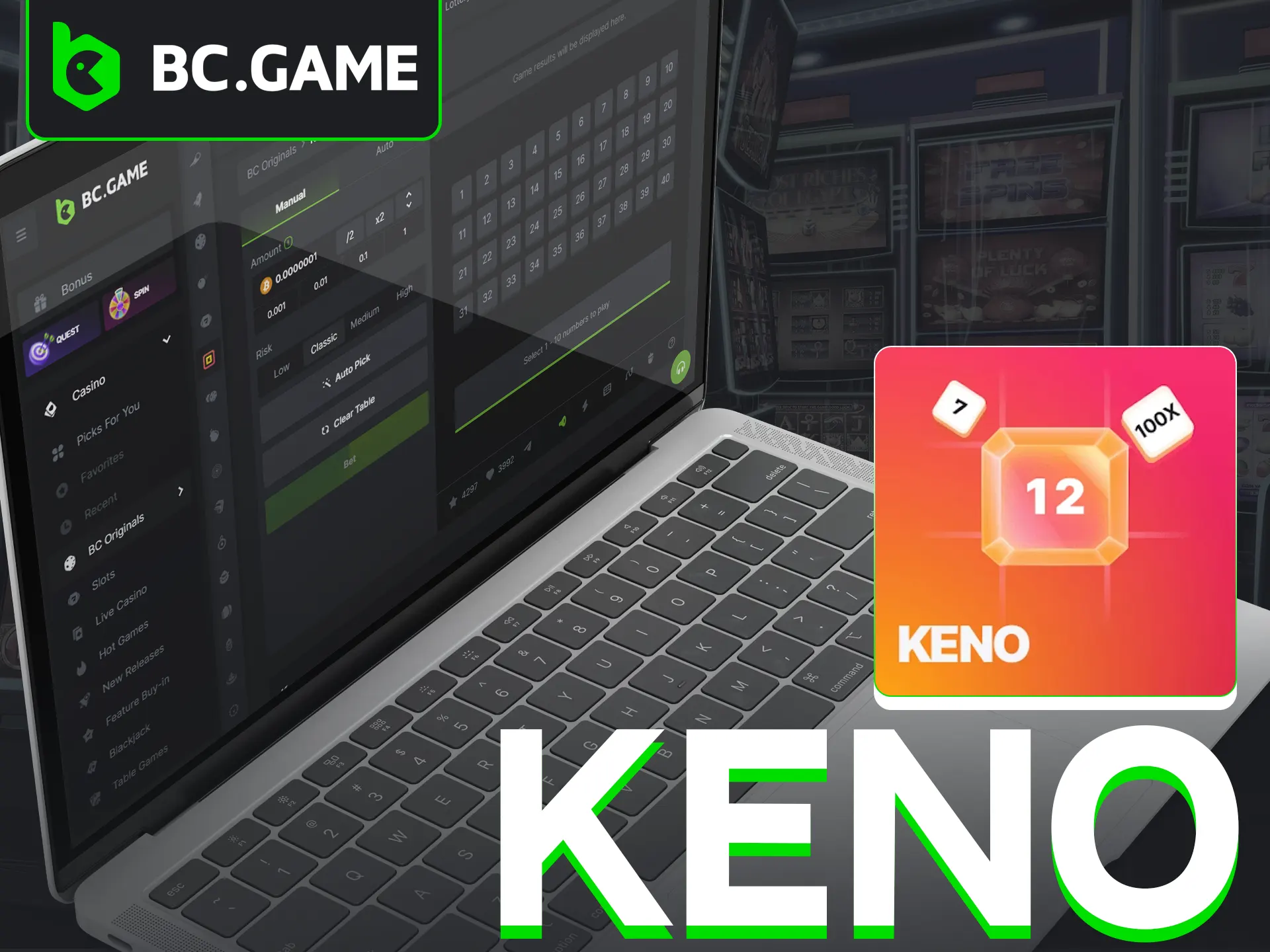 Join the Keno action at BC Game: match your numbers and collect your winnings.