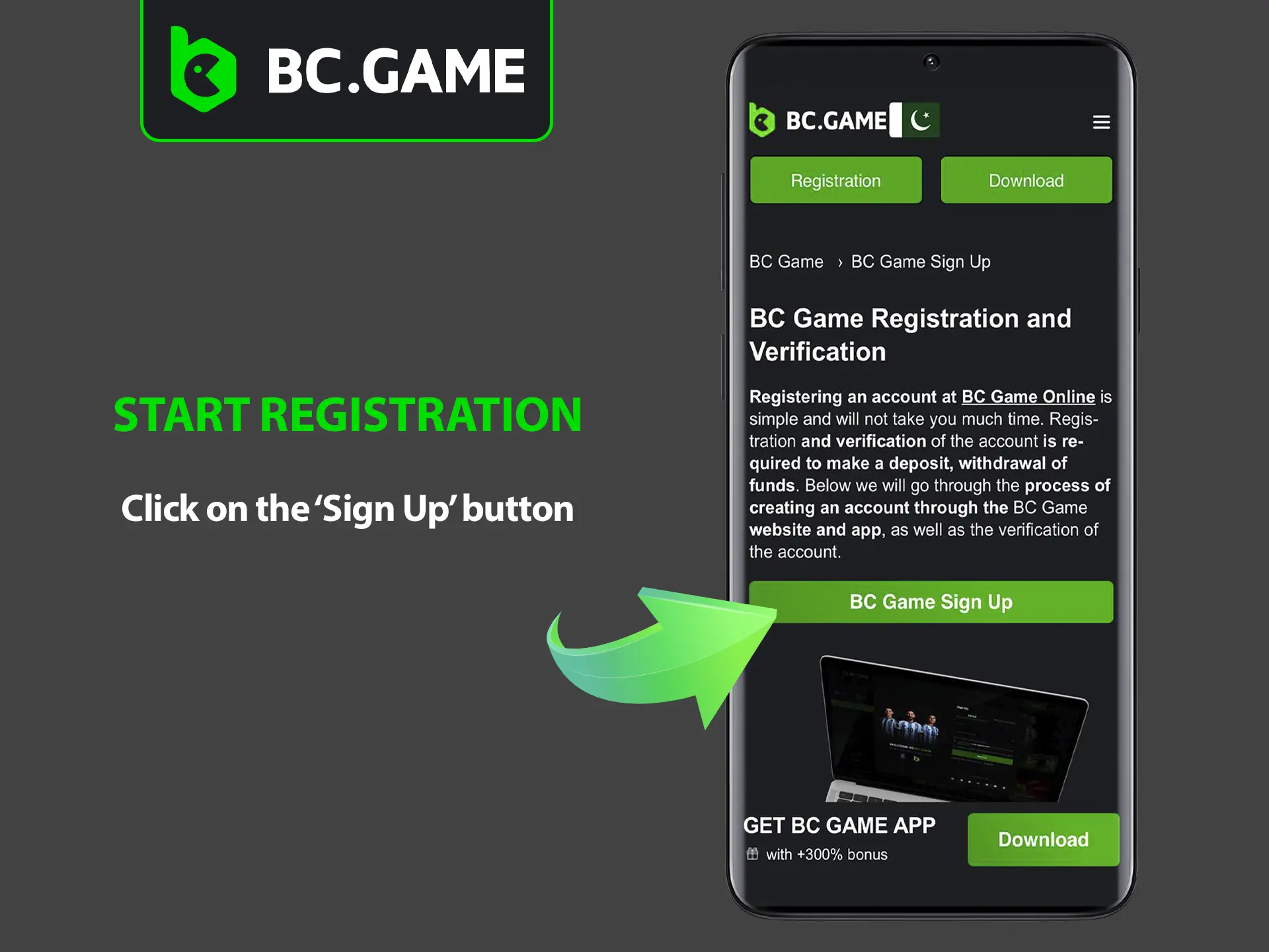 Your journey at BC Game casino begins with creating your personal account.