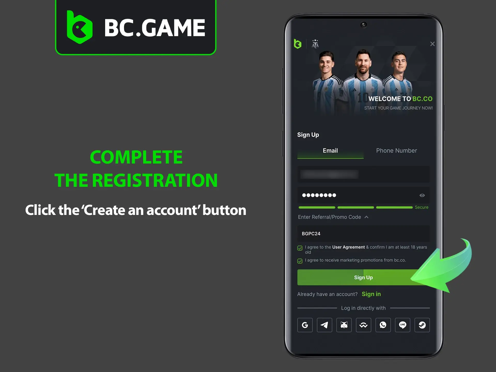 Finalize your account setup and dive into the exciting world of BC Game Casino.