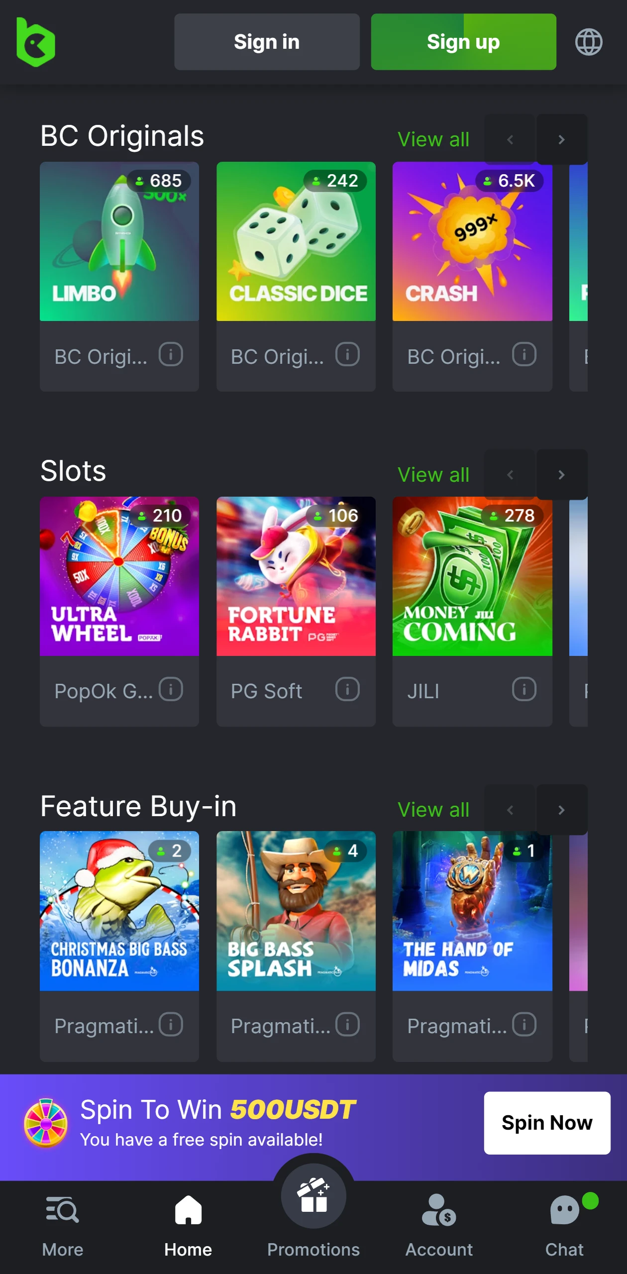 The casino library is packed with a huge variety of gaming options.