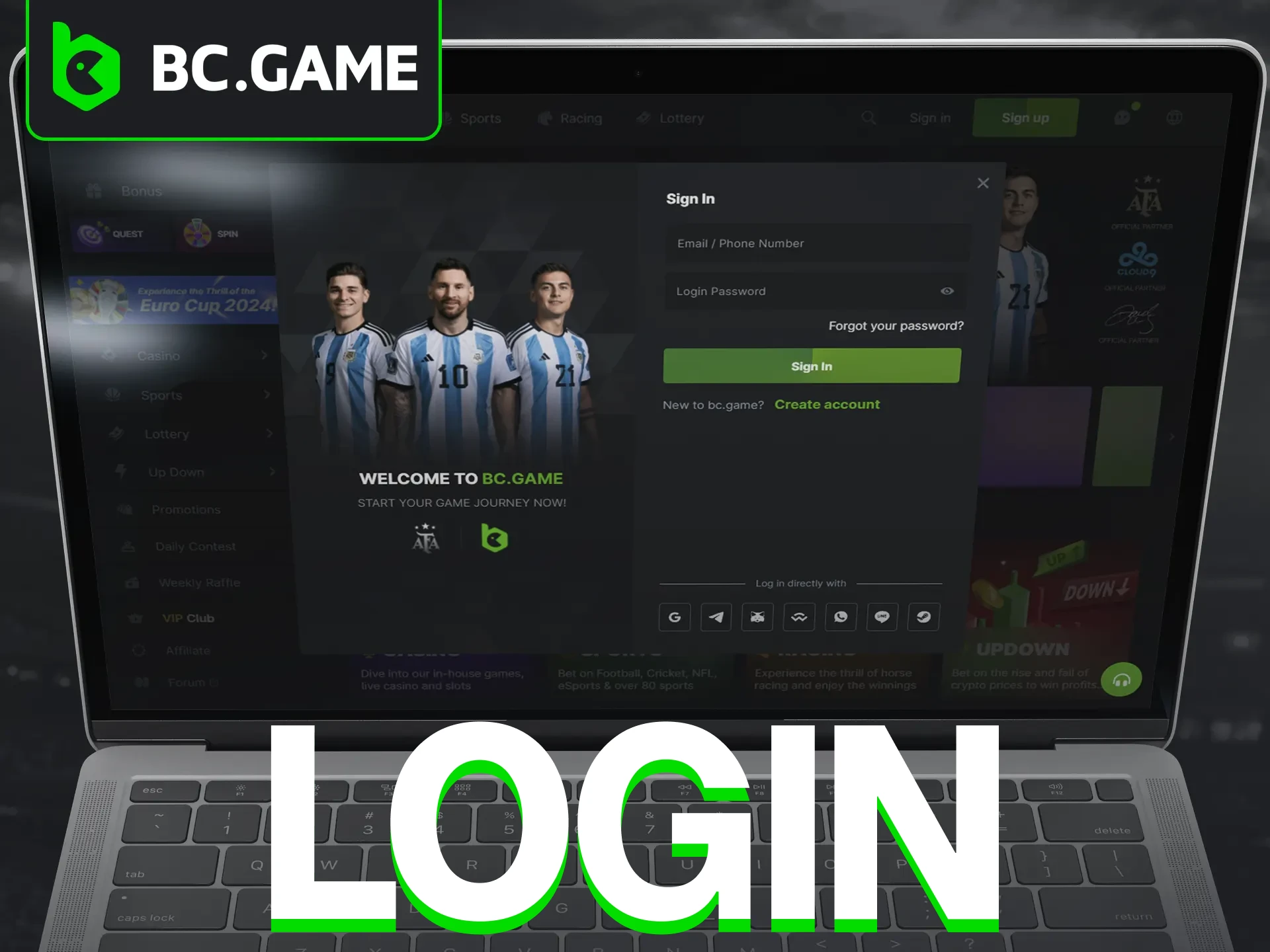 Getting into your BC Game account is quick and effortless.