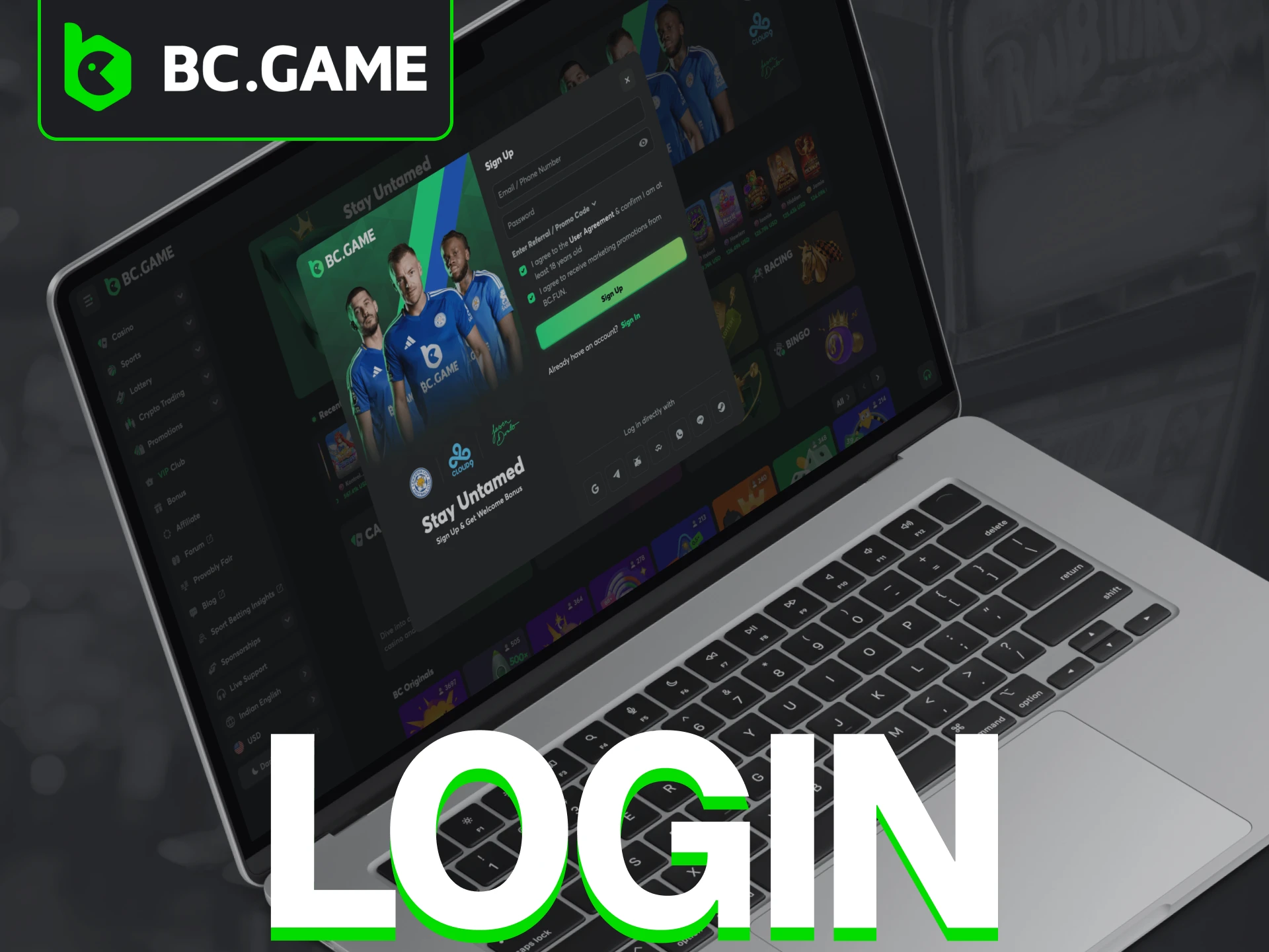 A personal account is required to access and play BC Game Crash.
