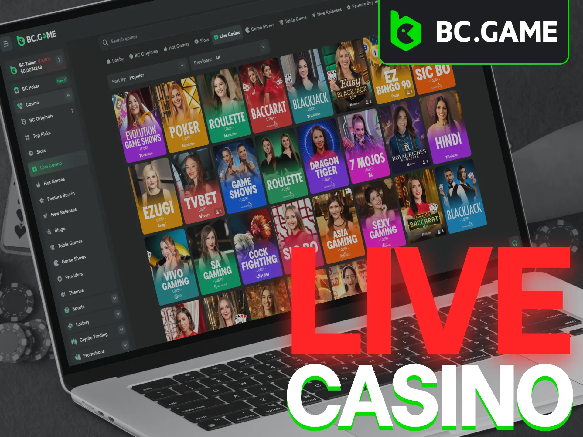 Join live tables and play with professional dealers in real-time at BC Game.