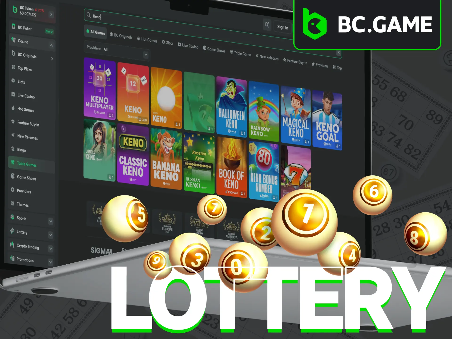 Explore a diverse range of lottery games on the BC Game platform.