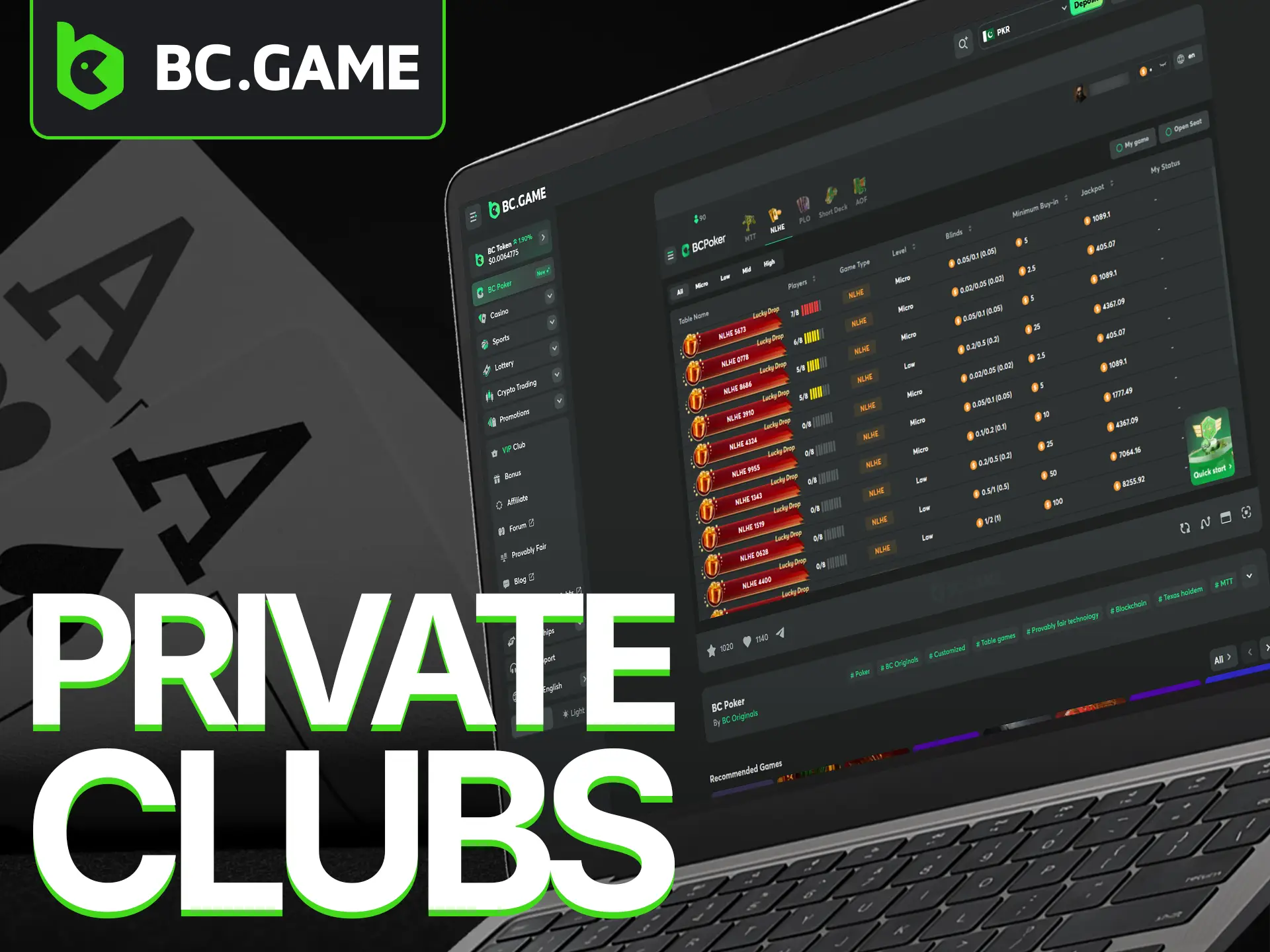 Set up your own exclusive poker club at BC Poker for a more personalized gaming experience.