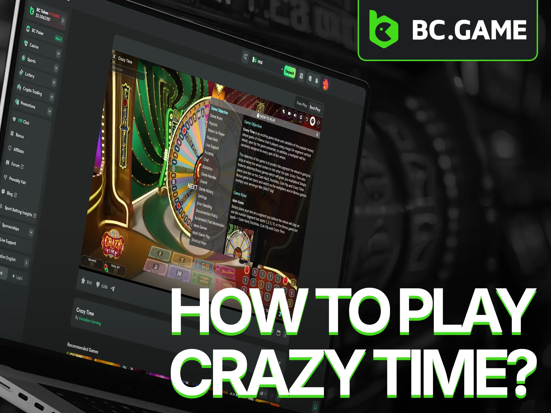 Follow this guide to learn everything you need to know about playing Crazy Time at BC Game.