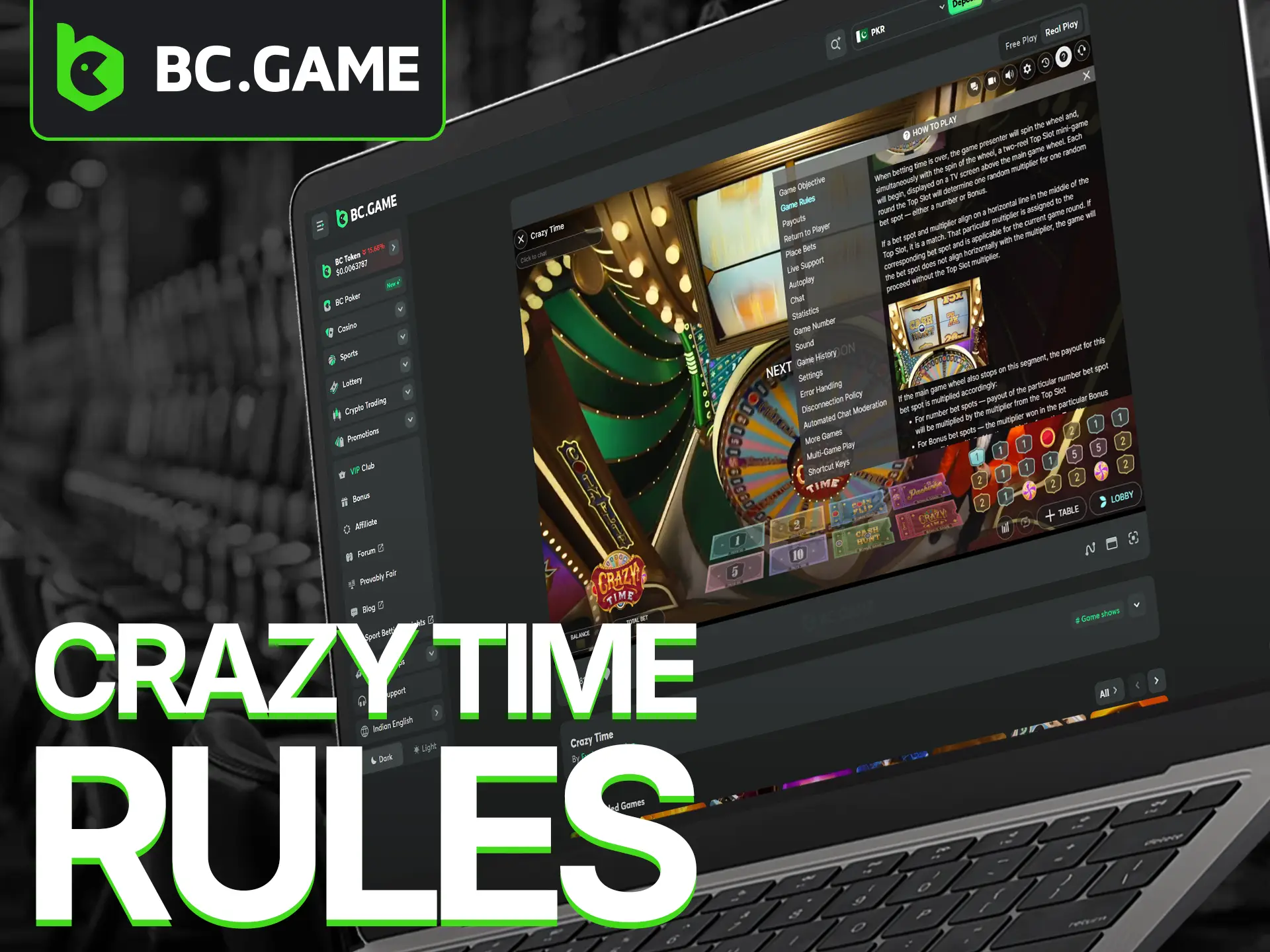 Make sure you're familiar with the Crazy Time rules before placing your first bet at BC Game.