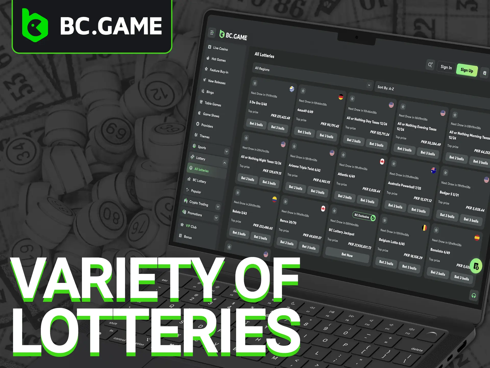 Pick the BC Game lottery that suits you best and make your winning prediction.