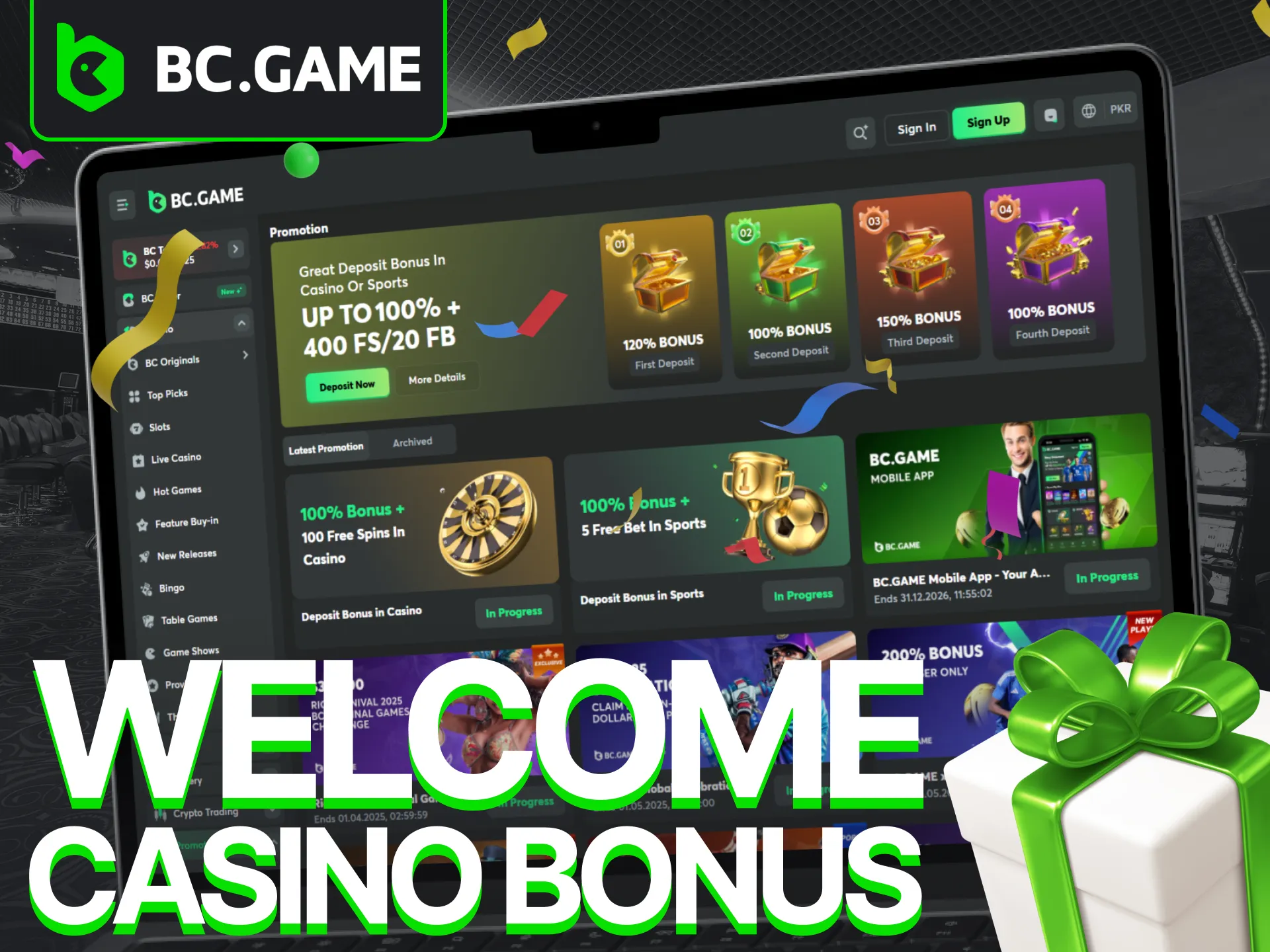 The BC Game Platform welcomes you with an incredibly generous set of starting bonuses.