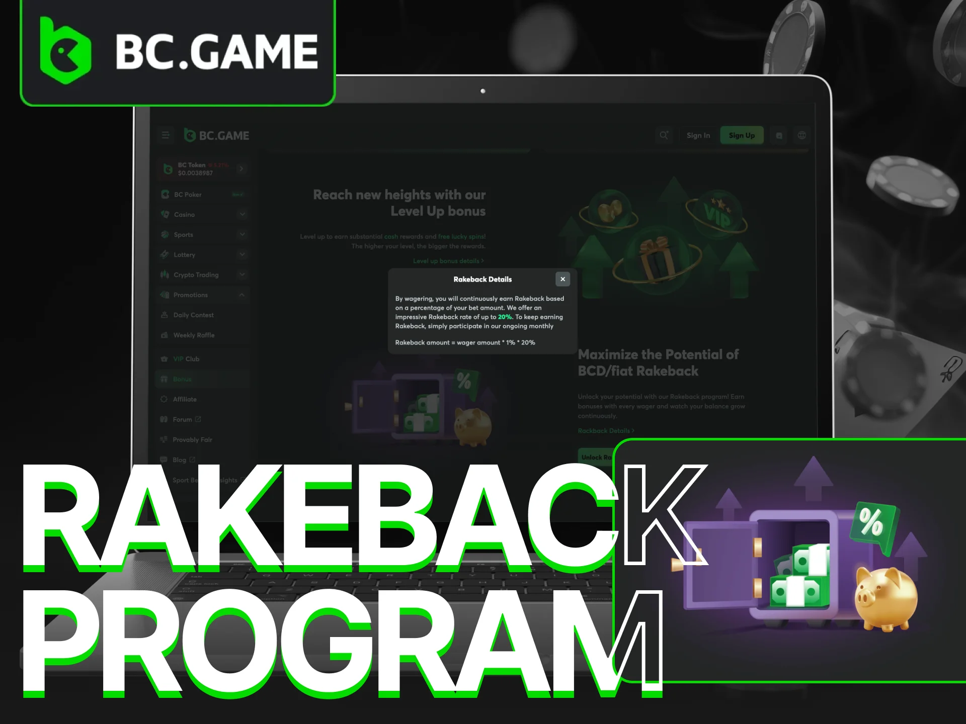 Unlock exclusive perks by joining the BC Game VIP club and taking advantage of our Rakeback Program.