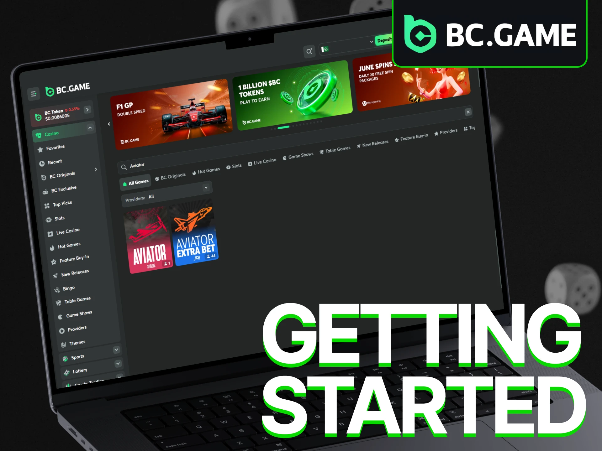 Find Aviator within the BC Game casino library.