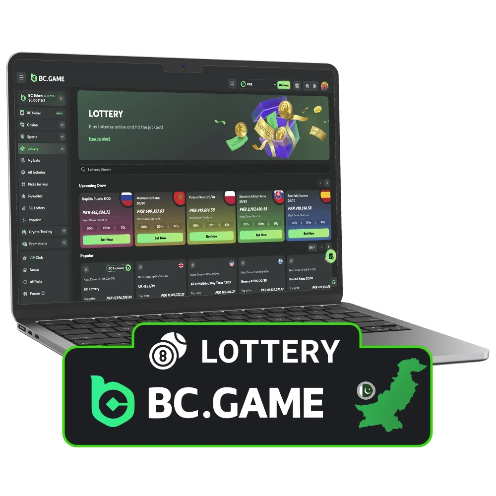 Explore the current lottery offerings and active draws at BC Game Casino.