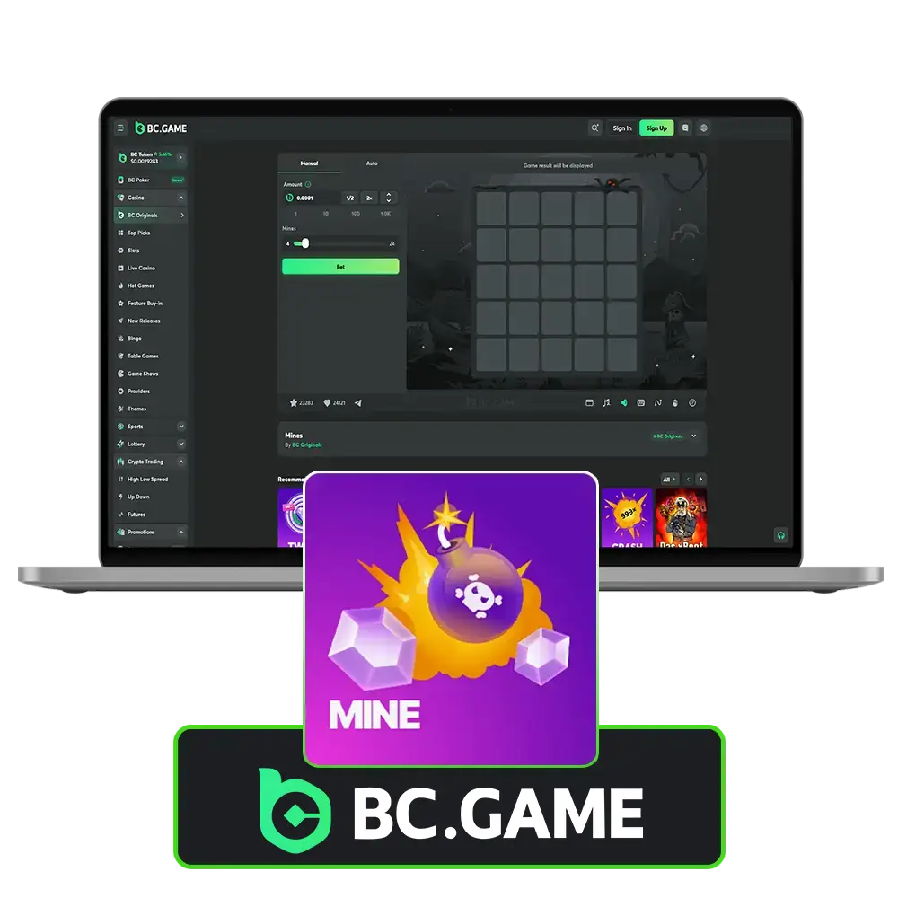 Test your luck by uncovering safe spots and dodging the bombs in the authentic BC Game Mines experience.