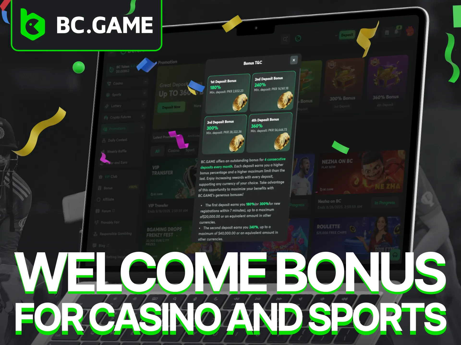 Head over to the BC Game website now to claim your Casino and Sports welcome package.